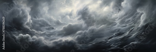 Dramatic Cloudscape Artwork. Painting Of Swirling Clouds. Storm Sky Background. Generative AI