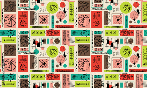 seamless repeating pattern with geometric and abstract shapes. vector illustration