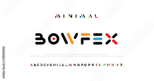 Bowfex Future font creative modern alphabet fonts. Typography colorful bold with color dot regular. vector illustrator