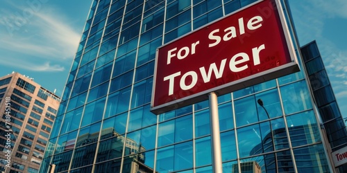 A "For Sale - Office Tower" sign showcasing a prestigious office building. 