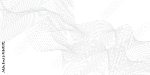 Seamless Abstract grey smooth wave lines. Modern white flowing wave lines and glowing moving lines. Undulate Grey Wave Swirl, frequency sound wave. Banner Pattern template. 