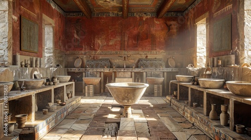An illustration of an ancient Greek or Roman bath house