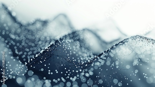Blue and white abstract background with a pattern of small dots and lines resembling a starry night sky or a computer-generated landscape.