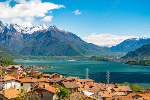 View of the upper Lake Como and the town of Dongo. 