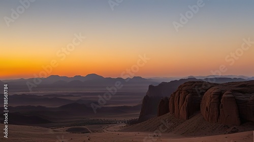 Tourist attractions from around the world, famous historical tourist landmarks in the Kingdom of Saudi Arabia, sunset in the desert of the historic city of AlUla, rock formations and formations in des