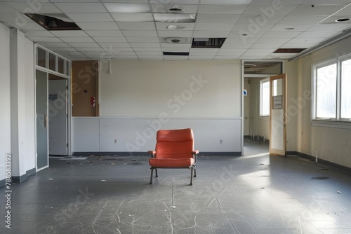 Empty office, for sale sign, remote work transition, changing job market