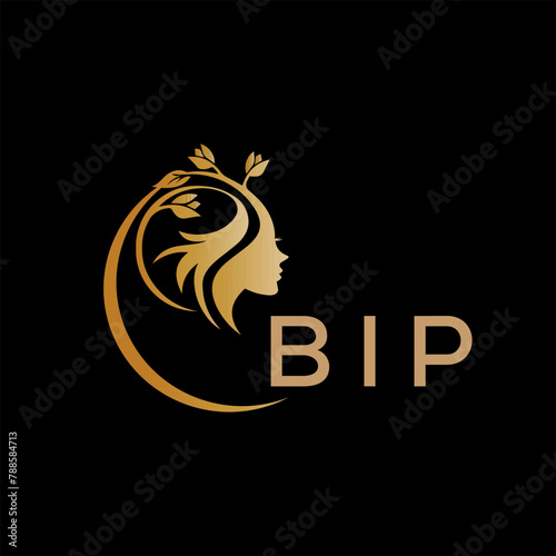 BIP letter logo. best beauty icon for parlor and saloon yellow image on black background. BIP Monogram logo design for entrepreneur and business. 