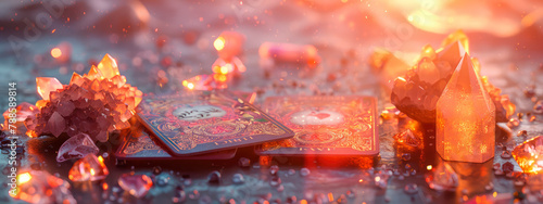 tarot cards on the table. selective focus.