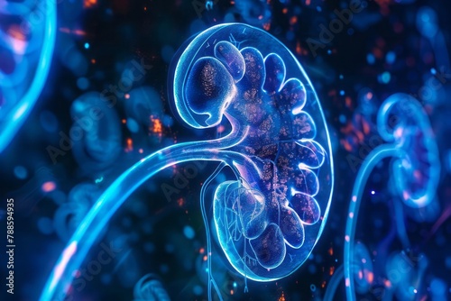 Renal function, kidneys filtering blood, urine formation, nephron structure