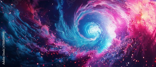 Create an eye-catching artwork using digital techniques to bring to life a swirling vortex of 3D polygons, symbolizing access to futuristic digital realms