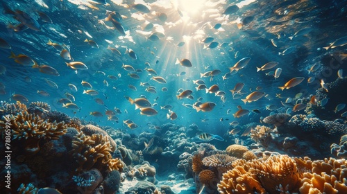 The underwater world. Animals of the underwater marine world. The ecosystem. World Ocean Day