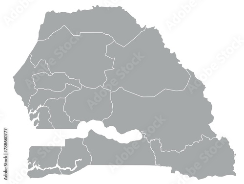 Outline of the map of Senegal with regions