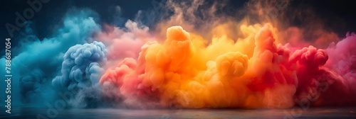 Abstract fiery, icy smoke waves engulf the scene in a mesmerizing dance, perfect for creative web banner backgrounds