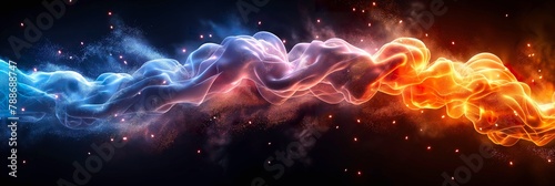 Fiery and icy waves blend in an abstract display, creating a visually striking background for web banners