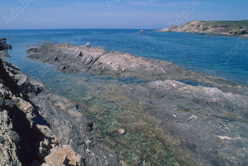 coast of the sea, Cliffs at Capo Falcone. Stintino, (Nurra), Sassari, Sardinia, Italy