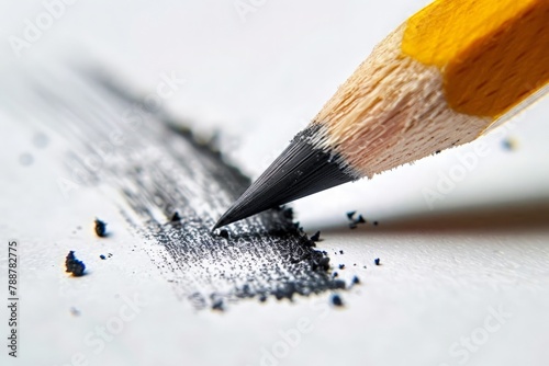 A pencil elegantly creates a self-portrait of itself on a white piece of paper.