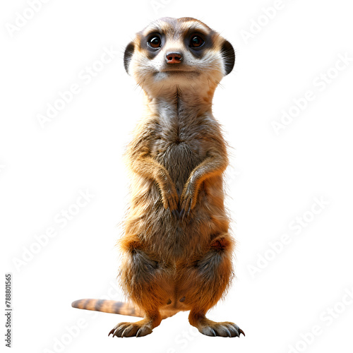 A 3D animated cartoon render of a meerkat champion standing tall.