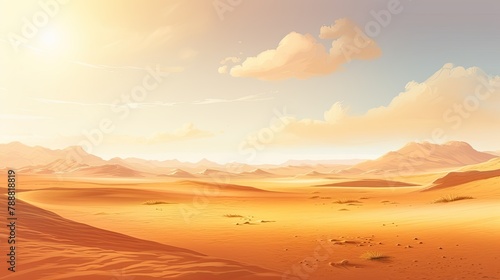 This is a beautiful landscape of a desert with mountains in the background.
