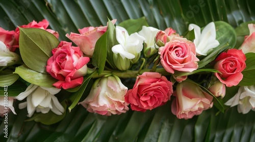 On Mother s Day a delightful garland of fresh jasmine and roses carefully arranged on a banana leaf symbolizes love and loyalty