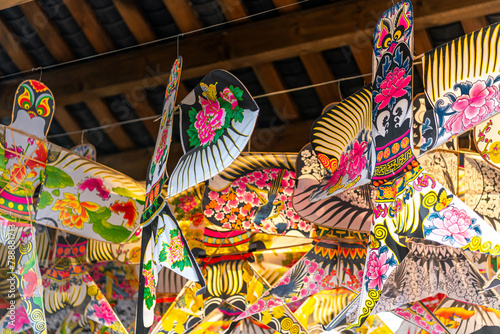 Chinese kites of different style in Ciqikou Old Town, Chongqing, China
