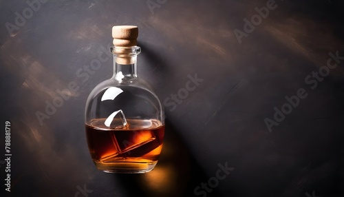 Whisky--bourbon-or-cognac--Hard-strong-alcoholic-drink--place-for-text--top-view