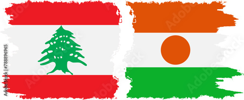 Niger and Lebanon grunge flags connection vector