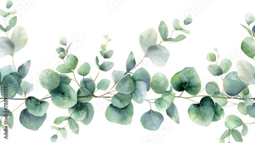 green watercolor eucalyptus leaves and branch illustration