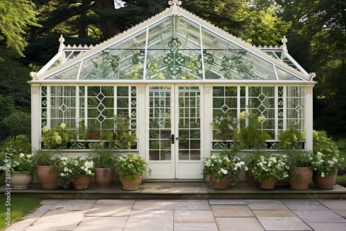 Antique Greenhouse Conservatory Designs: Parterre Gardens & Clipped Hedges Harmony