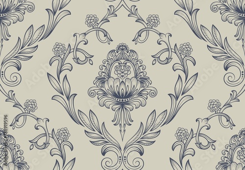 Damask seamless pattern element vector floral damask ornament vintage illustration 2