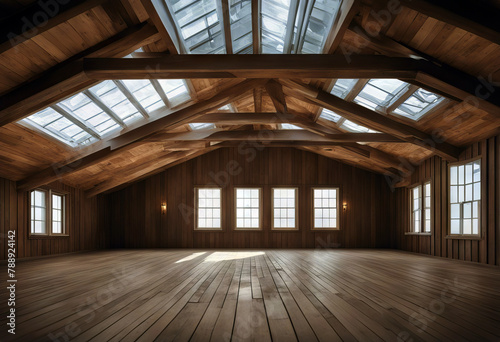 timber ceiling skylights room rustic Empty apartment architecture attic background beam beautiful blank building clean construction contemporary design domestic family floor home