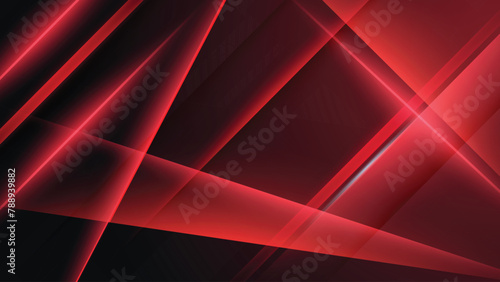 Black, grey red virtual abstract background overlap triangle layer with neon line lights. Spectrum vibrant colors laser show. Video game background. Landing page, gaming website banner template design