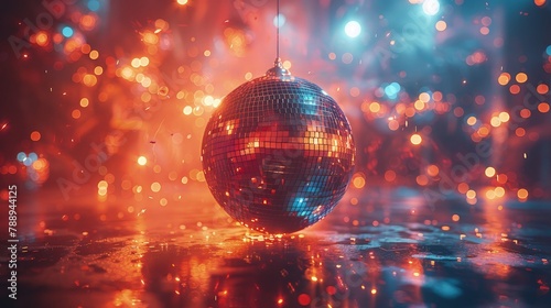 Shimmering Disco Ball on Groovy Dance Floor