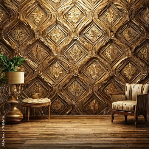 design scene,A sumptuous backdrop featuring luxury wooden texture wallpaper, elevating the ambiance of any space