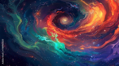 A colorful galaxy with a spiral shape