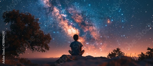 Stargazing under the summer night sky