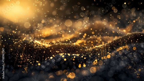 Digital golden glitter gradient polka dot poster background