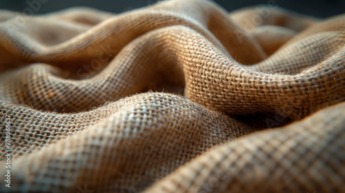 Refined Burlap Fabric Detailing With Soft Light
