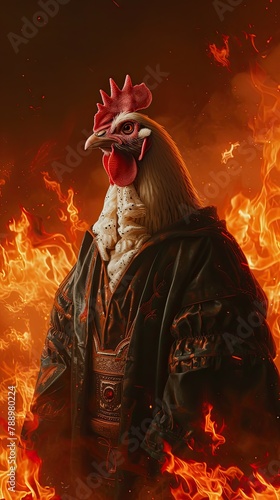 Warrior rooster dressed in armor 🐓⚔️ Ready for battle in the name of honor!