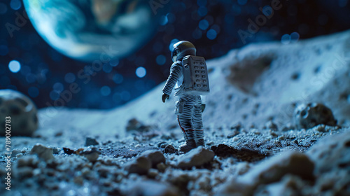 Astronauts on the lunar surface in the space background, KV main visual background image of World Space Day