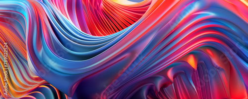 A colorful, abstract painting with a blue and red swirl. The painting is full of colors. The colors seem to be blending together. 3d render of colorful deatailed shape. Dynamic futuristic background