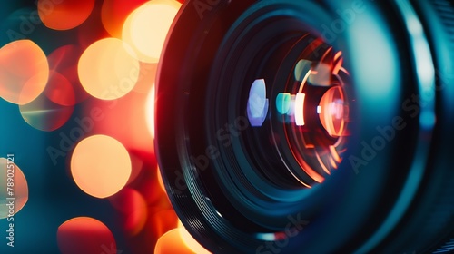 Closeup view of camera lens aperture Film and photography concept : Generative AI
