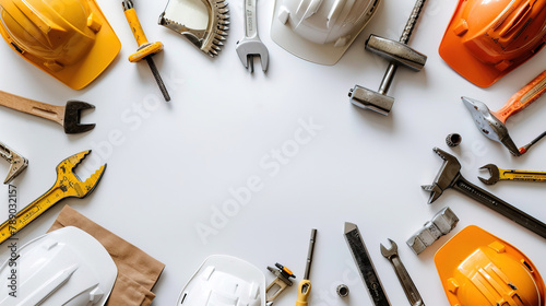 illustration of labor day background. carpentry and building tools 