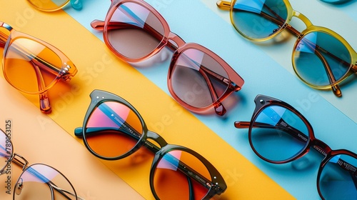 Sunglasses in various shapes and colors
