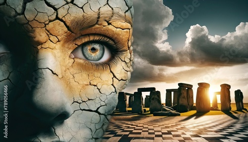 Surreal Eye Overlooking Ancient Stonehenge