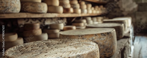 Aging of the many ripened cheese from cow milk.