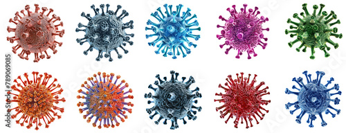 Collection of virus isolate on transparency background PNG