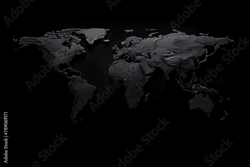 Black and White Map of the World. Generative AI