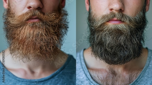 The man's beard is very long and unkempt