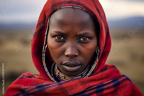 Portrait of a beautiful Maasai woman in Kenya