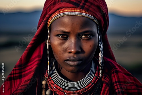 Portrait of a beautiful Maasai woman in Kenya